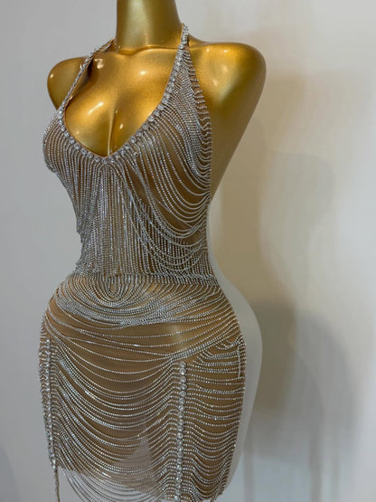 Diamante Fringe Dress