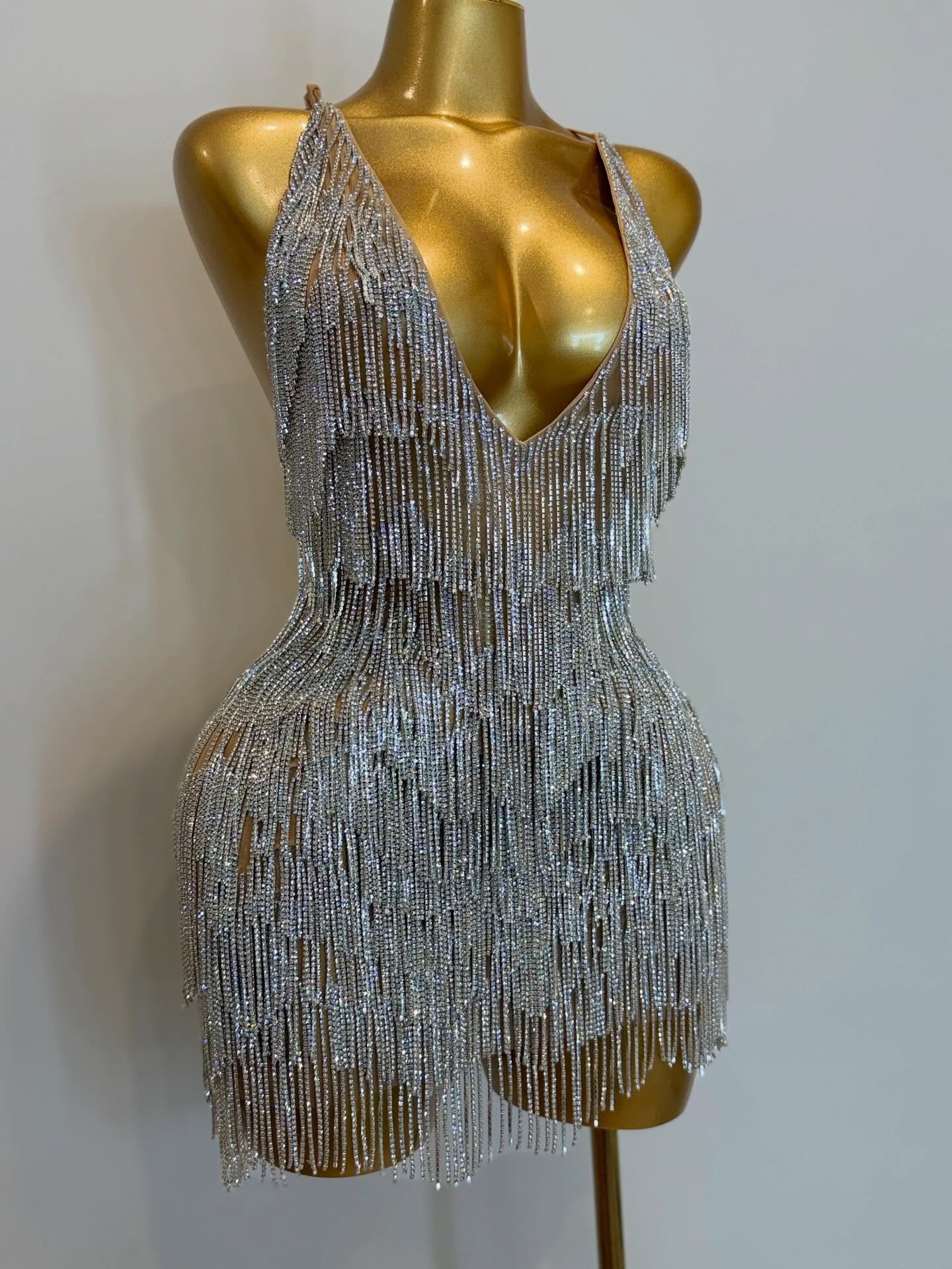 Midnight Fringe Dress(silver, pink, gold)