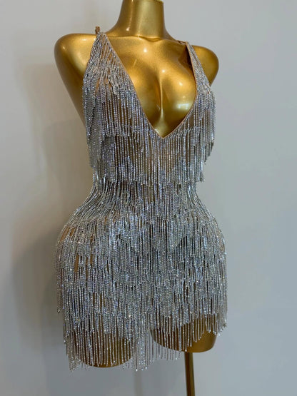 Midnight Fringe Dress(silver, pink, gold)
