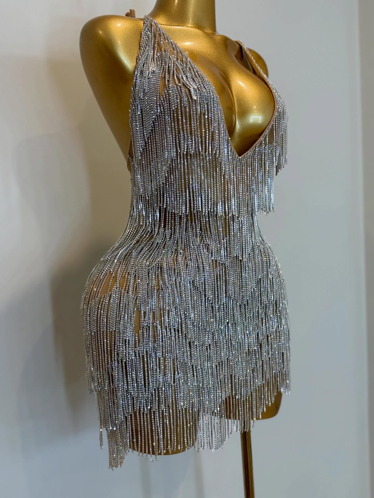 Midnight Fringe Dress(silver, pink, gold)