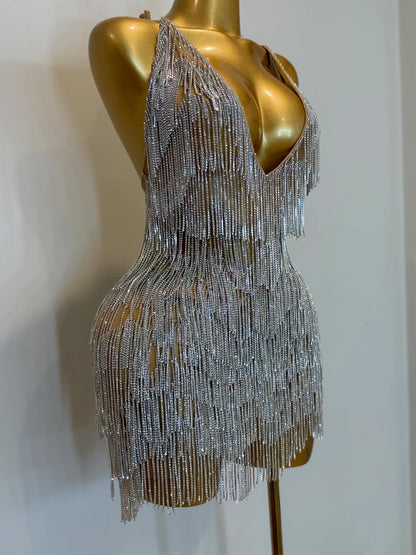 Midnight Fringe Dress(silver, pink, gold)