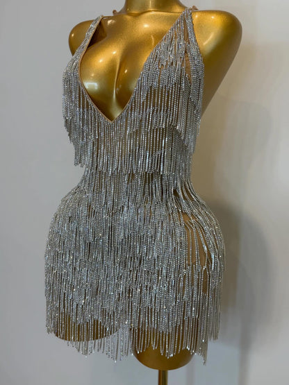 Midnight Fringe Dress(silver, pink, gold)