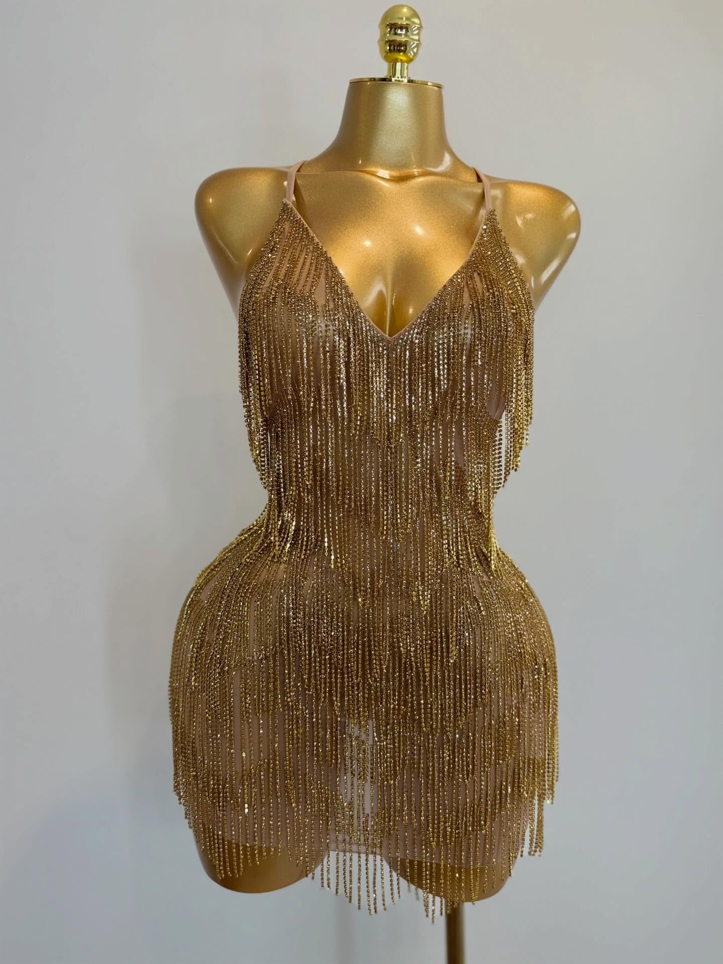 Midnight Fringe Dress(silver, pink, gold)