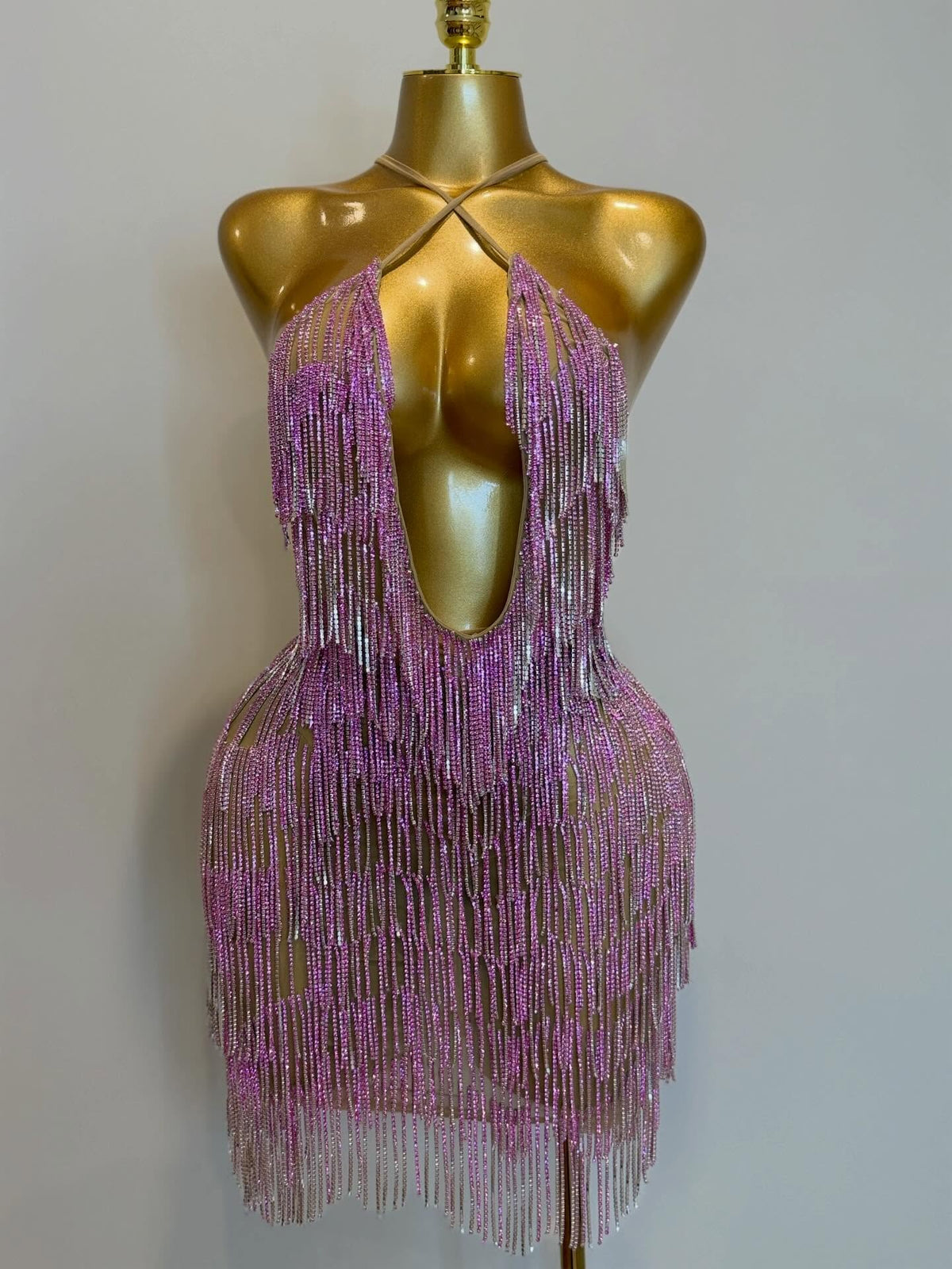 Midnight Fringe Dress(silver, pink, gold)