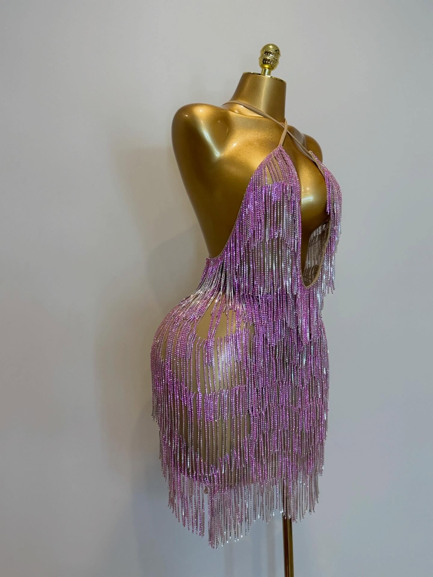 Midnight Fringe Dress(silver, pink, gold)