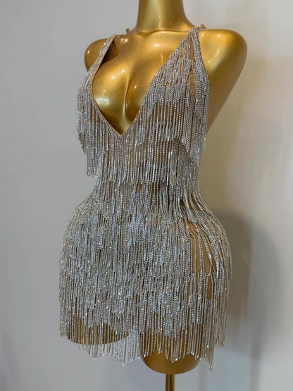 Midnight Fringe Dress(silver, pink, gold)