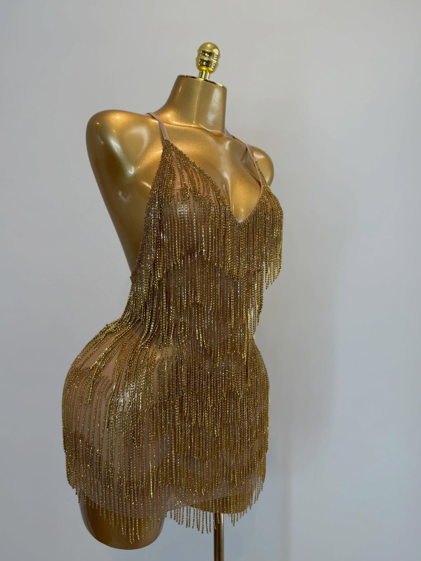 Midnight Fringe Dress(silver, pink, gold)