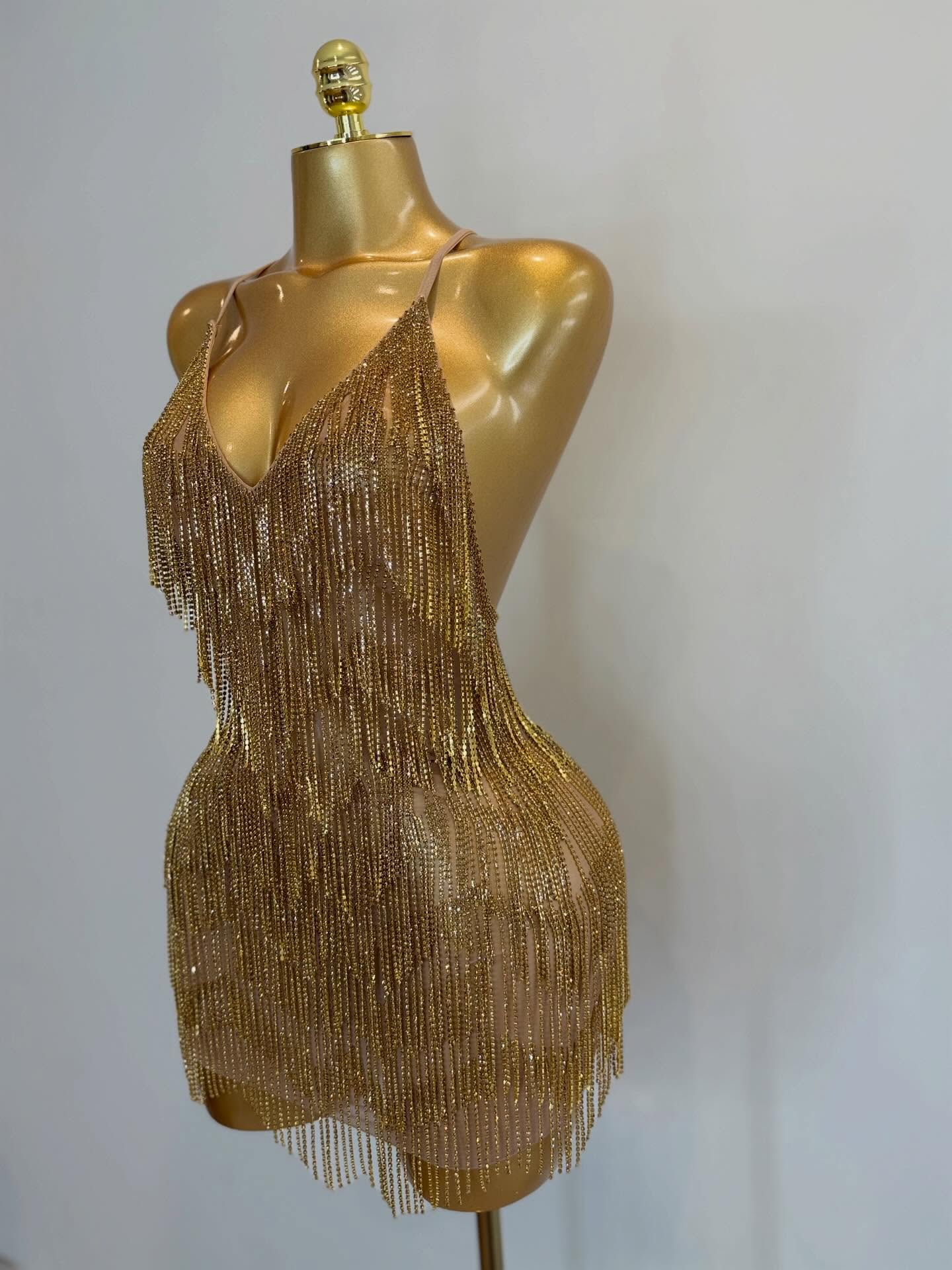 Midnight Fringe Dress(silver, pink, gold)
