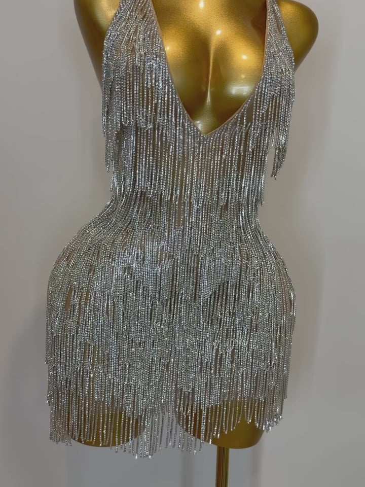 Midnight Fringe Dress(silver, pink, gold)