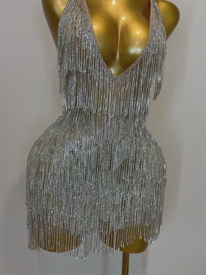 Midnight Fringe Dress(silver, pink, gold)